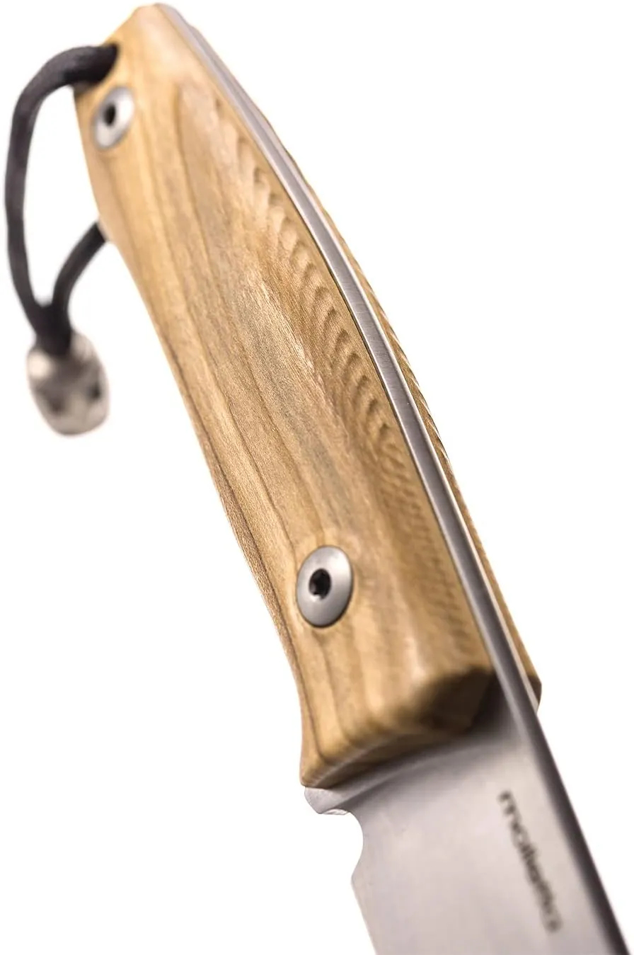 LionSTEEL M1 Bushcraft Fixed Blade Knife, M390 Sintered Steel Blade, Leather Sheath