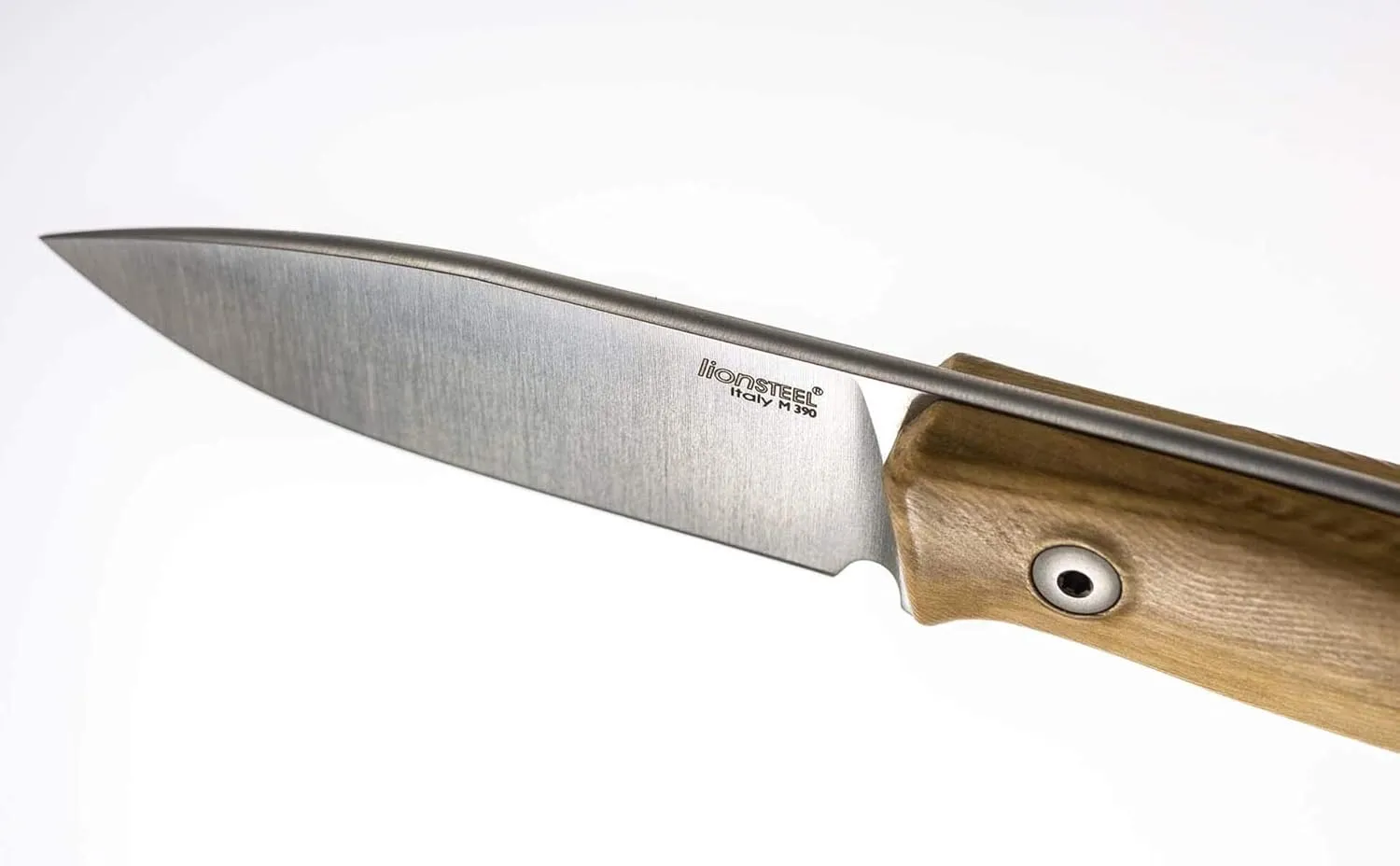 LionSTEEL M1 Bushcraft Fixed Blade Knife, M390 Sintered Steel Blade, Leather Sheath