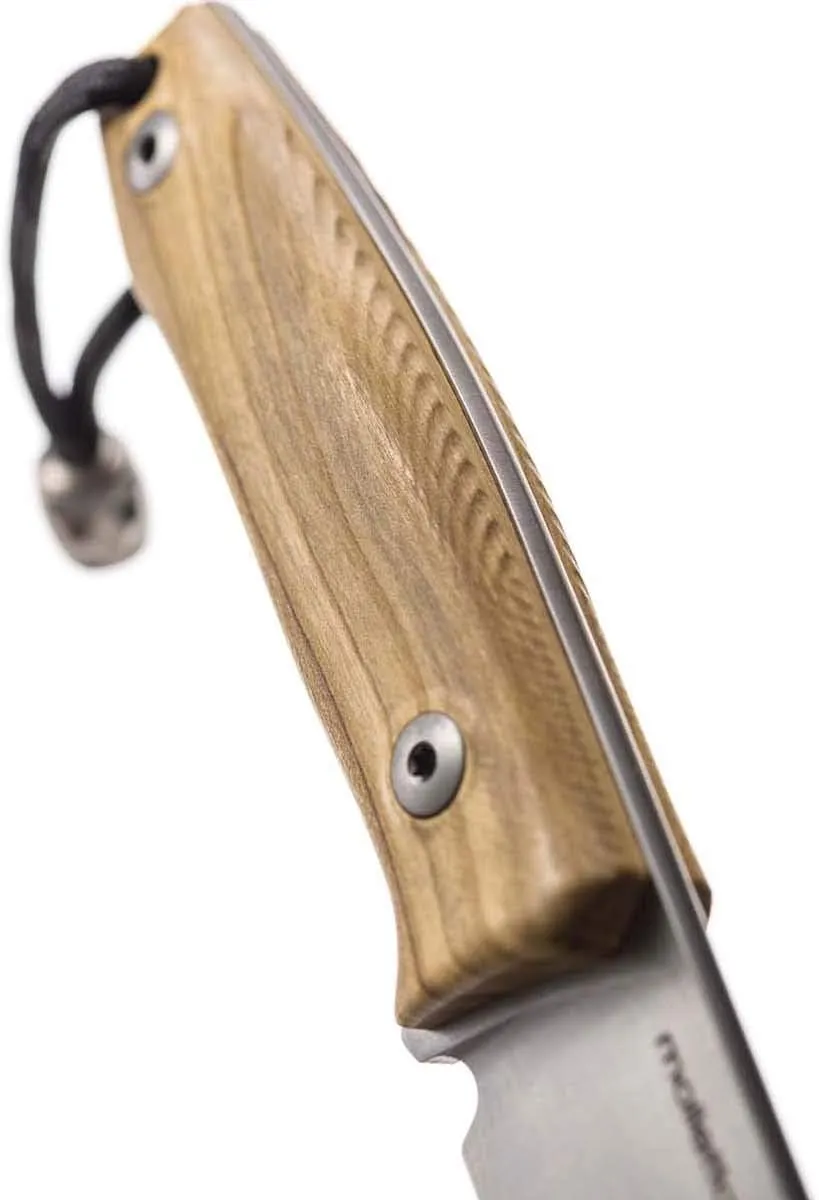 LionSTEEL M1 Bushcraft Fixed Blade Knife, M390 Sintered Steel Blade, Leather Sheath
