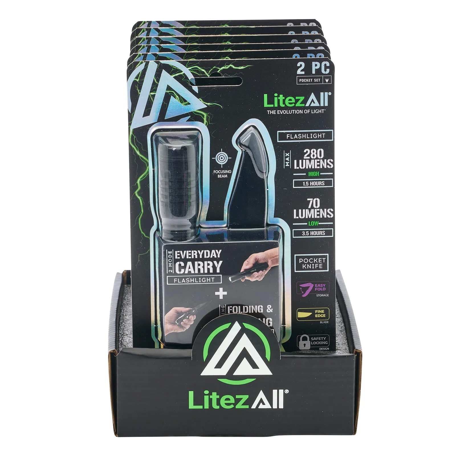 LitezAll 280 Lumen Tactical Flashlight and Pocket Knife Combo