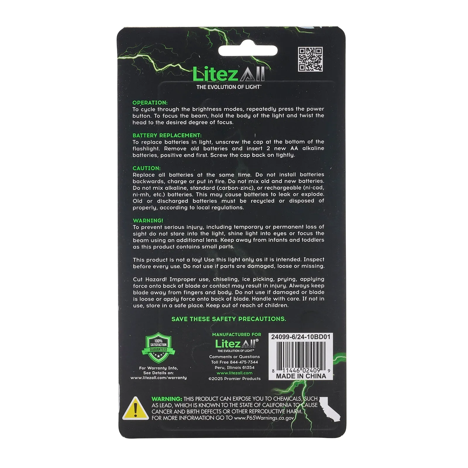 LitezAll 280 Lumen Tactical Flashlight and Pocket Knife Combo