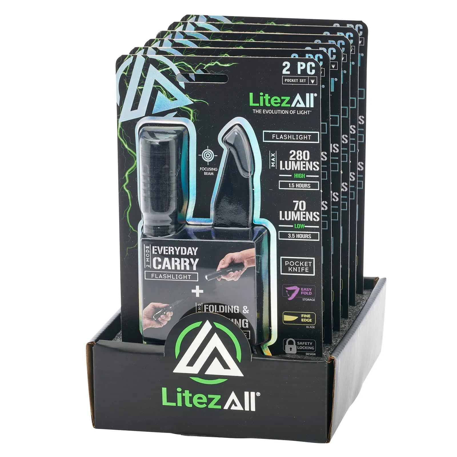 LitezAll 280 Lumen Tactical Flashlight and Pocket Knife Combo