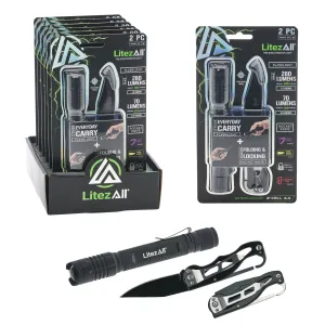LitezAll 280 Lumen Tactical Flashlight and Pocket Knife Combo