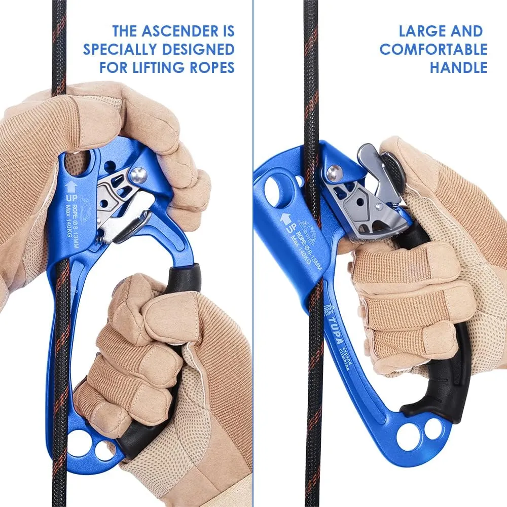 Lixada Climbing Hand Ascender 8-13mm Vertical Rope Access with Ergonomic Rubber Handle CE Certified Strong Rappelling Gear Equipment for Rock Climbing Tree Arborist, Rescue Caving