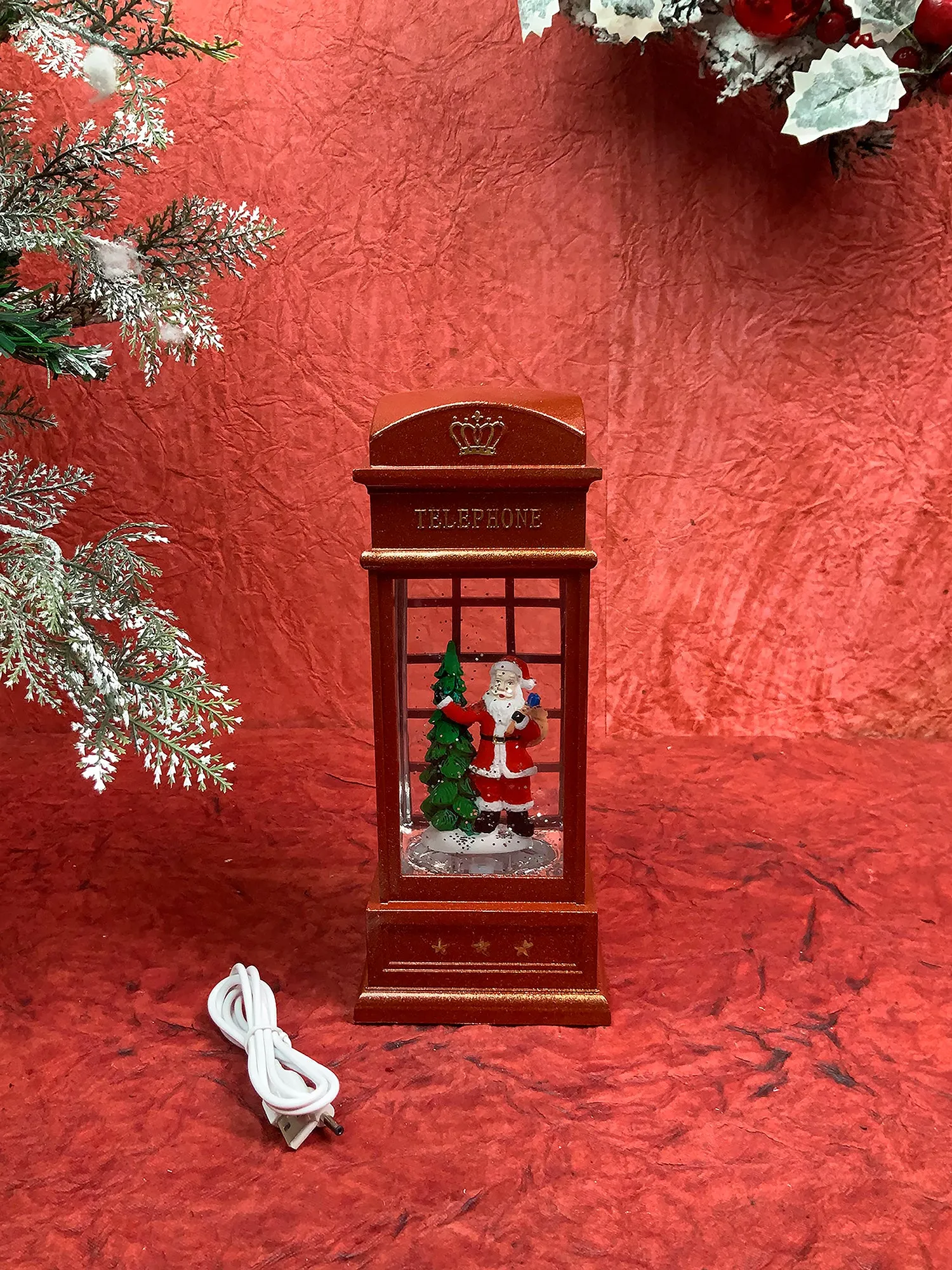 London booth Santa with Tree Musical Glitter Light Water Magical Christmas Snow Globe