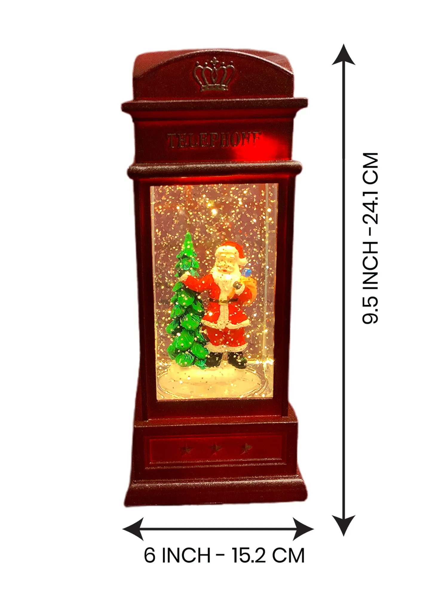 London booth Santa with Tree Musical Glitter Light Water Magical Christmas Snow Globe