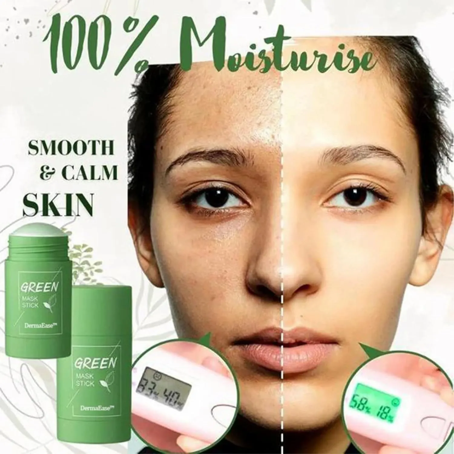 Lukcr Green Tea Mask, Dermaease Deep Cleanse Mask Stick, Green Teas Deep Cleanse Mask, Mask Stick for Pore Cleansing(Green tea   Green tea)