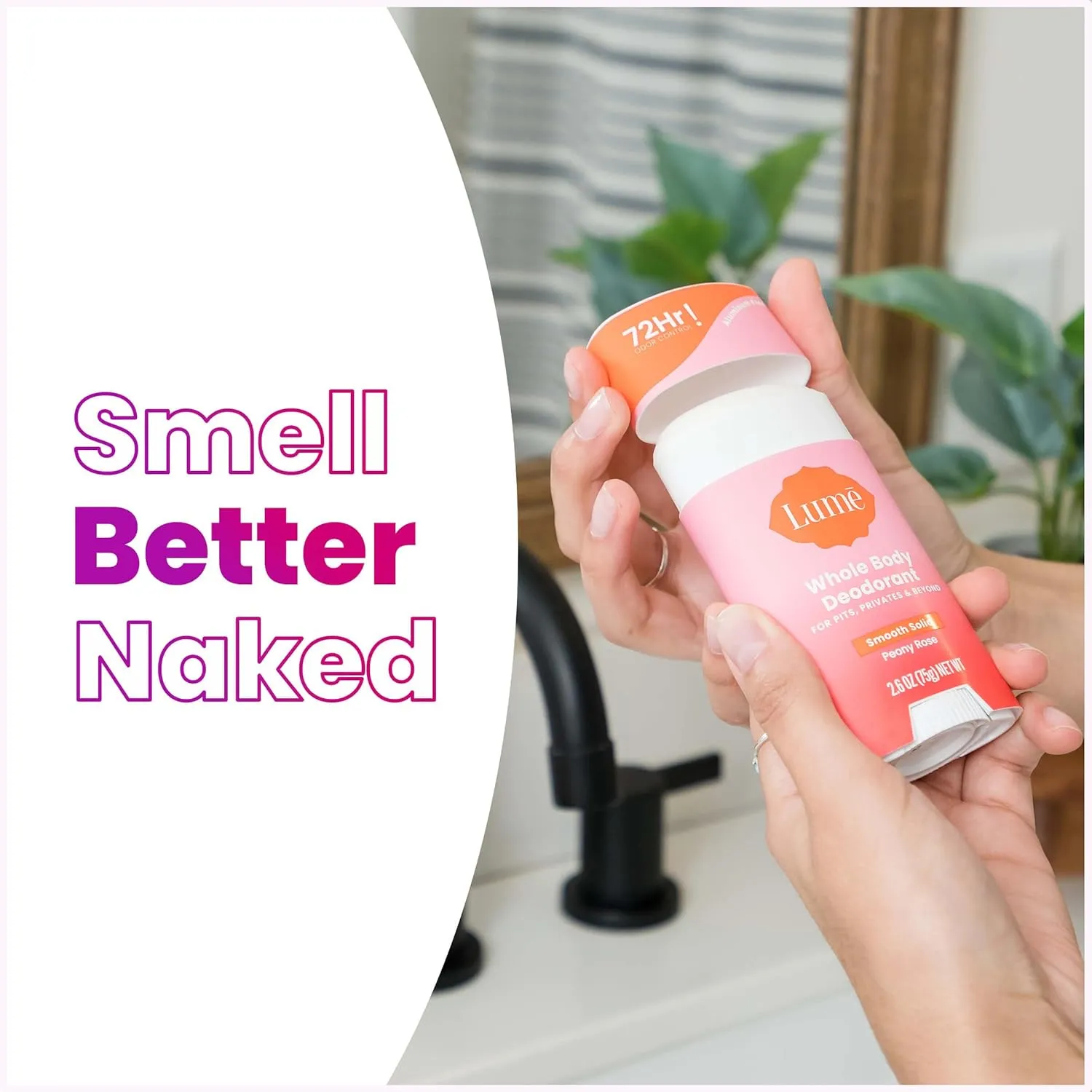 Lume Whole Body Deodorant And Soap - 2.6 Ounce Smooth Solid Stick With 72 Hour Odor Control (Pack of 2) and 5 Ounce Triple Milled Soap (Pack of 2) - Aluminum and Baking Soda Free (Peony Rose)