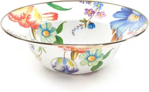 MACKENZIE-CHILDS Enamel Serving Bowl, Enamel Serveware Bowl, 12 Inches, White Flower Market