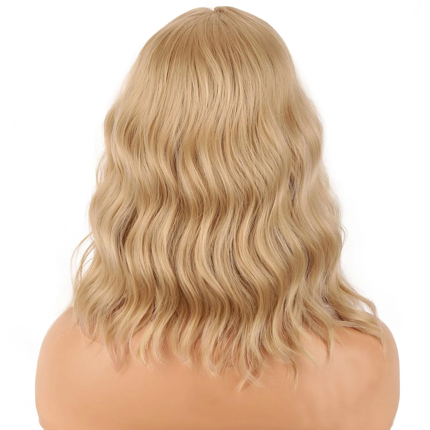 MAGQOO Blonde Wig for Women Ash Blonde Wig Short Curly Wavy Hair Wigs Blonde Wig with Bangs Synthetic Halloween Costume Cosplay Wigs