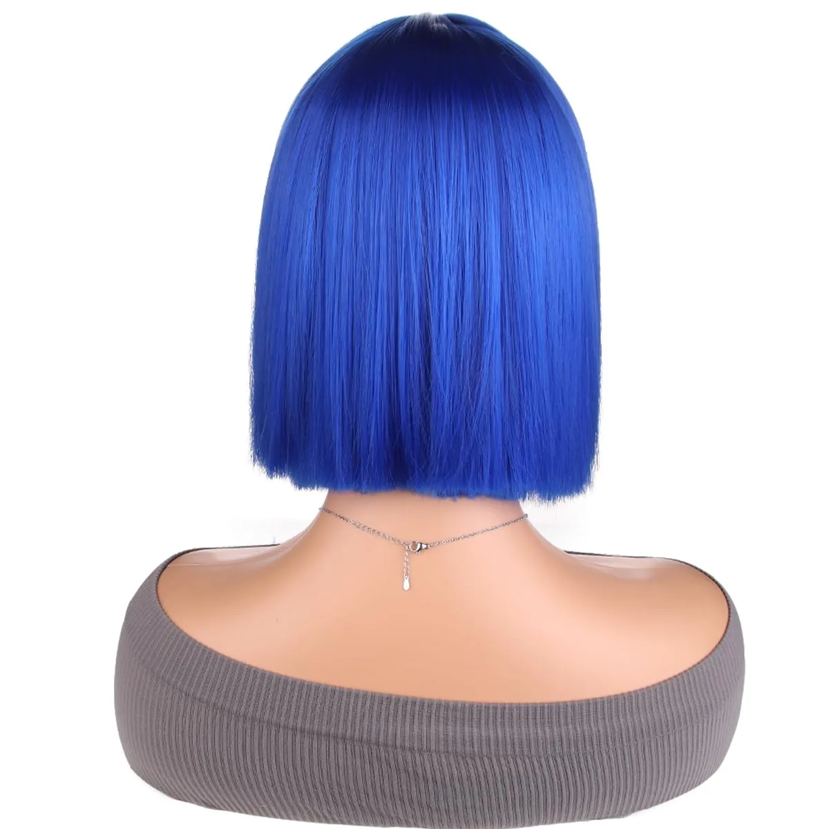 MAGQOO Blue Wig Blue Bob Side Part 10 Inches Women Girls Short Straight Wig Blue Hair Wigs Synthetic Heat Resistant Cosplay Costume Party Wigs