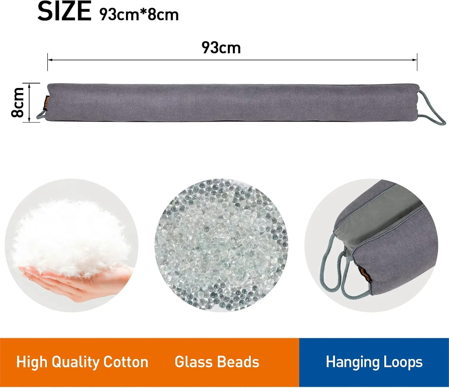 MAGZO Door Draft Stopper, 36 Inch Under Door Draft Blocker Noise Stopper, Weighted Wind Blocker Draft Guard for Bottom of Door, Gray