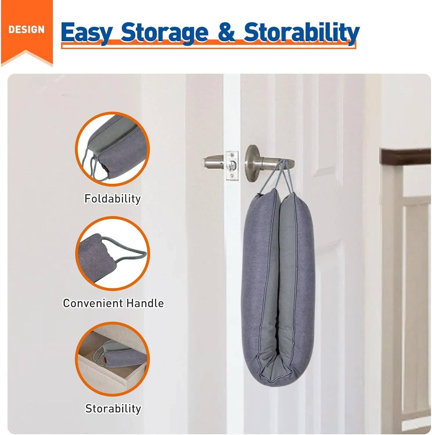 MAGZO Door Draft Stopper, 36 Inch Under Door Draft Blocker Noise Stopper, Weighted Wind Blocker Draft Guard for Bottom of Door, Gray