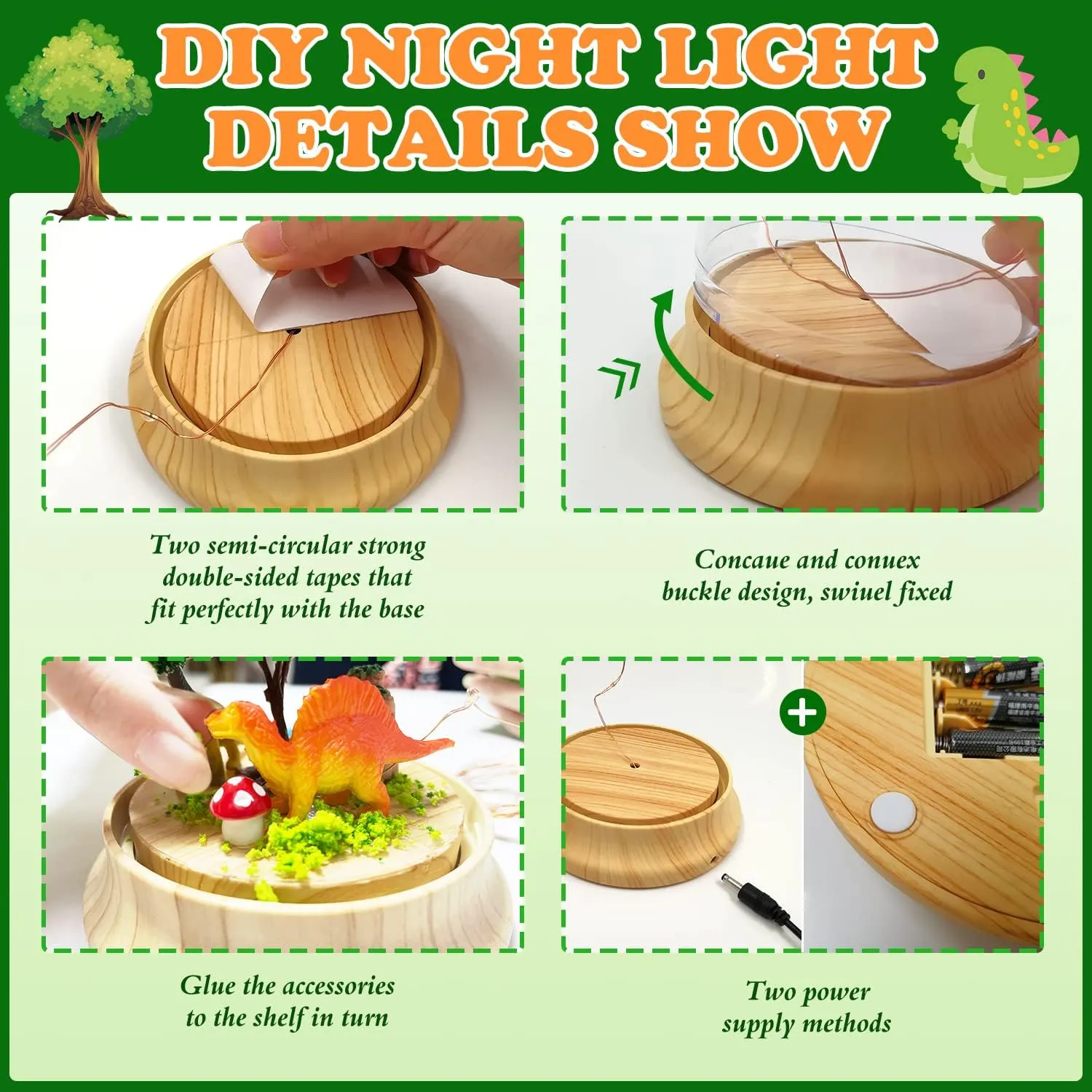 Make Your Own Night Light, Dinosaur DIY Kits for Girls Creative Magic Night Light USB Upgrade Edition Dinosaur Toys, Arts and Crafts Lamp Project for Girls, Gifts for 4 5 6 7 8 9 10 Year Old Girl