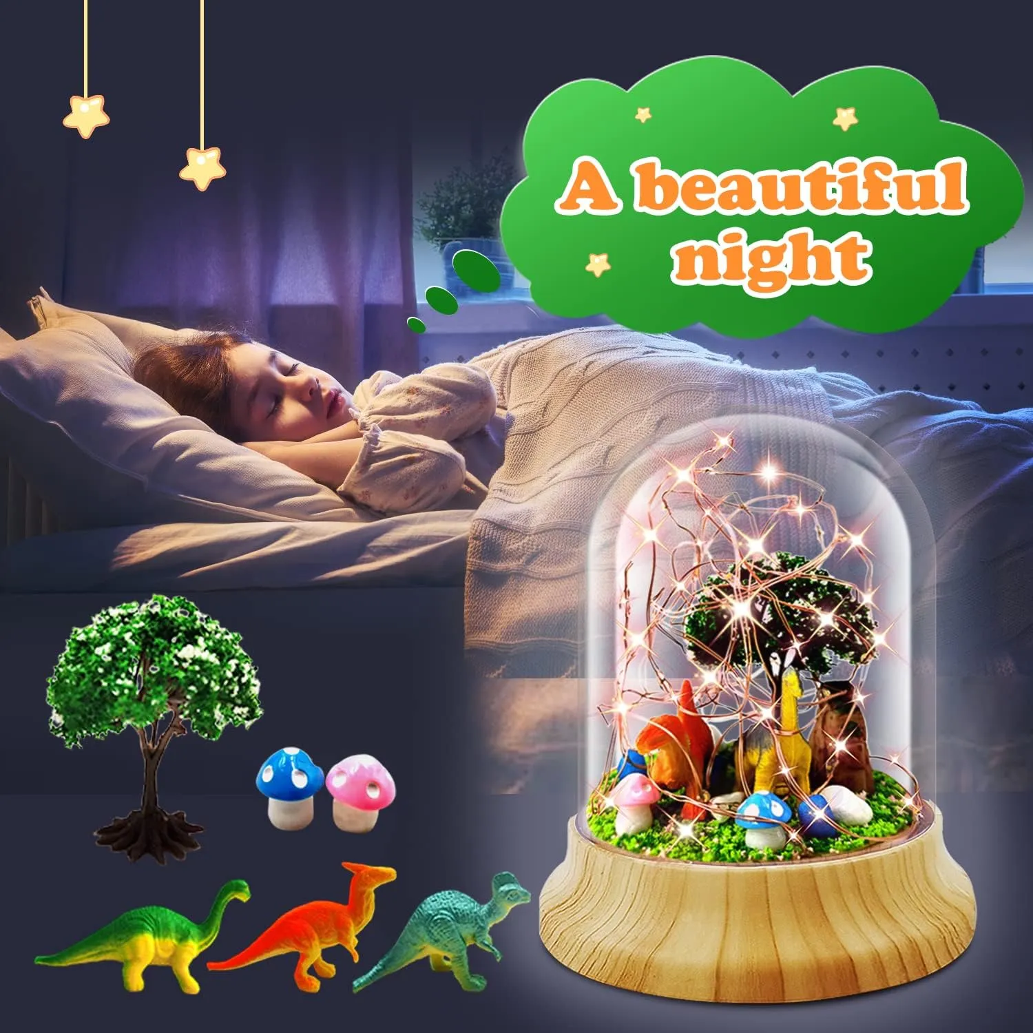 Make Your Own Night Light, Dinosaur DIY Kits for Girls Creative Magic Night Light USB Upgrade Edition Dinosaur Toys, Arts and Crafts Lamp Project for Girls, Gifts for 4 5 6 7 8 9 10 Year Old Girl
