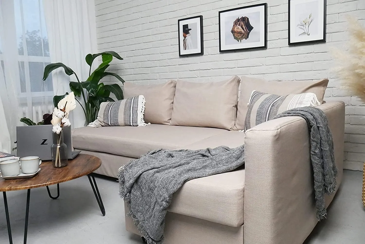 MASTERS OF COVERS Snug Fit Friheten Slipcover for The IKEA Friheten with Chaise Corner Cover, Sofa Bed Cover, Sectional Slipcover Replacement (Light Khaki（Cover Only！Not Sofa！）