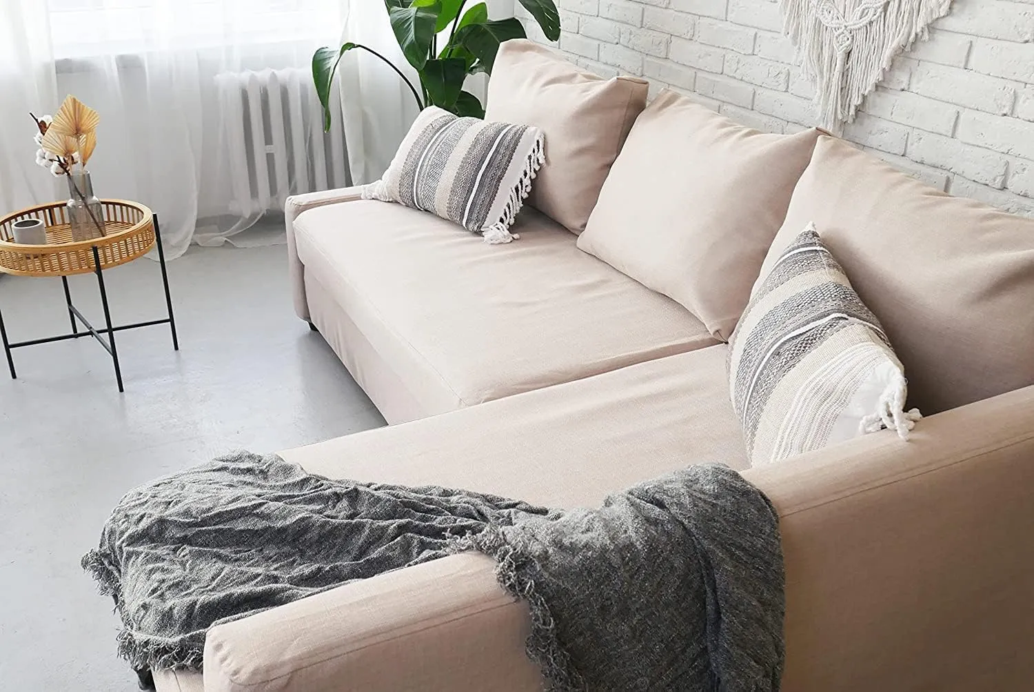 MASTERS OF COVERS Snug Fit Friheten Slipcover for The IKEA Friheten with Chaise Corner Cover, Sofa Bed Cover, Sectional Slipcover Replacement (Light Khaki（Cover Only！Not Sofa！）