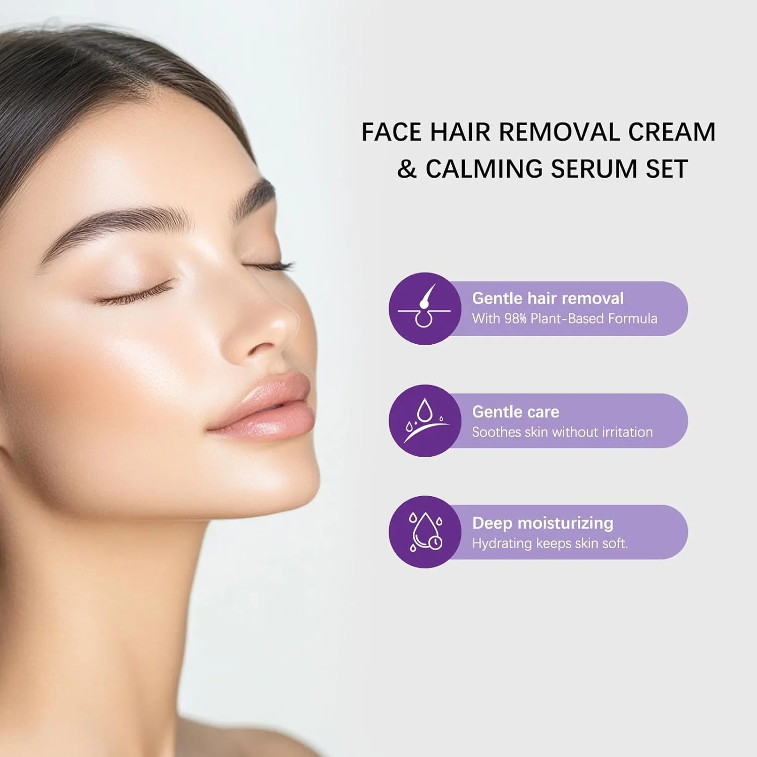 Medicpure Facial Hair Removal,Medicpure Facial Hair Removal Cream with Calming Serum,Gentle & Effective Hair remover Cream,Lasting Smooth Skin,Suitable for All Skin Types (2)