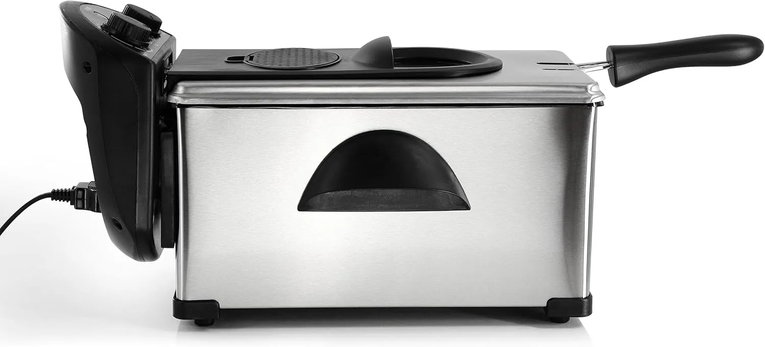MegaChef Electric Oil Deep Fryer with Adjustable Temperature Control and Timer (3.17 Quart)