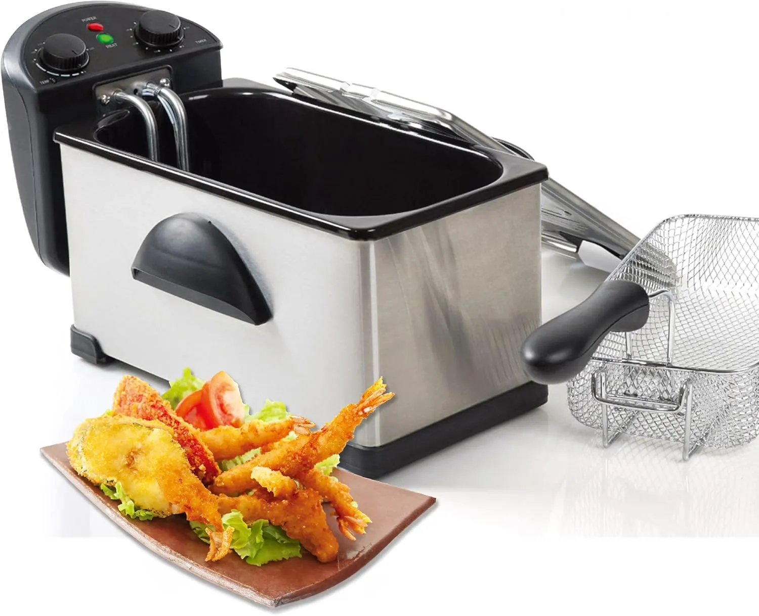 MegaChef Electric Oil Deep Fryer with Adjustable Temperature Control and Timer (3.17 Quart)