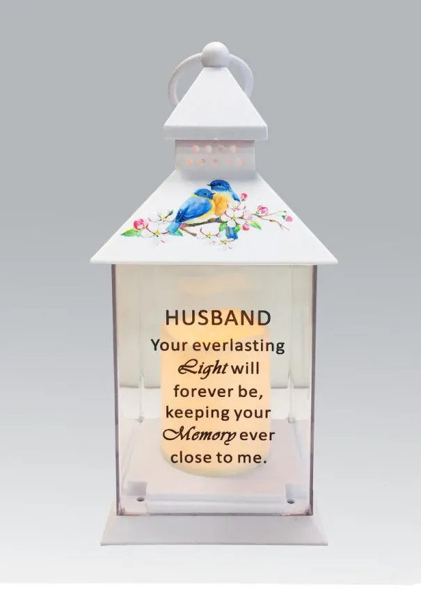 Memorial Light Up Lantern -  Bird Floral Candle Graveside Memory Remembrance