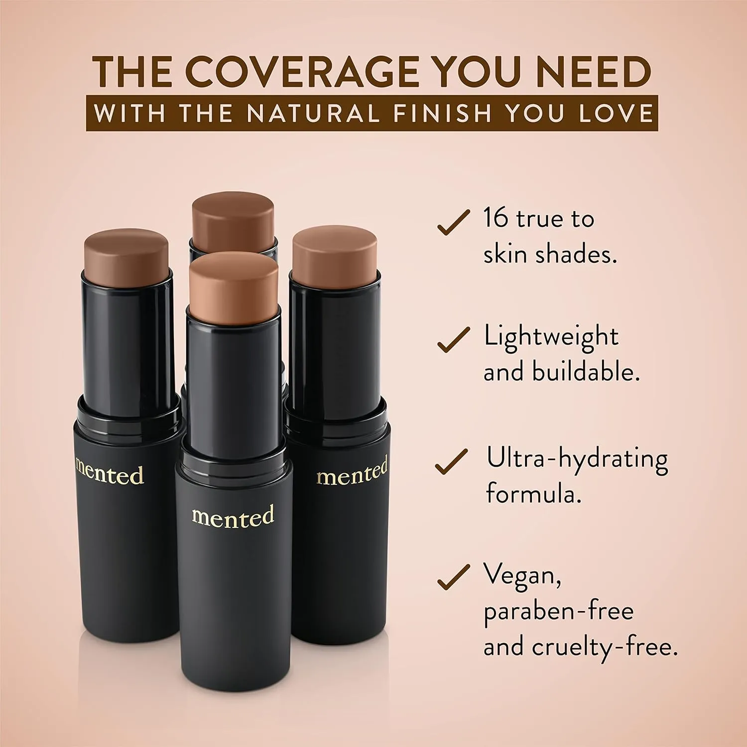 Mented Cosmetics Stick Foundation Make Up, Concealer & Contour Stick for Light Tan Skin, Cream Foundation for Black Women Makeup, Vegan and Cruelty Free, L40