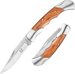 Miki Classic Gentleman Edition pocket Knife Folding Knife for EDC, 420HC Steel Super Blade, Handcrafted Cocobolo Wood, Outdoor camping hiking fishing, Everyday Carry Knife for Men Women