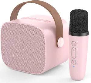 Mini Karaoke Machine,Funny Toys Christmas Birthday Gifts for Kids Age 4-12 Girls,Boys,Adults, Karaoke Microphone Toys for 4,5,6,7,8,9,10,11,12  Year Old Girls Boys (Pink 1 Mic)
