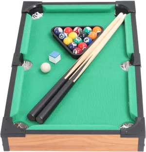 Mini Pool Table Set - Tabletop Billiards Game with Pool Balls, Cues, Triangle Rack, Chalk, Compact Family Entertainment