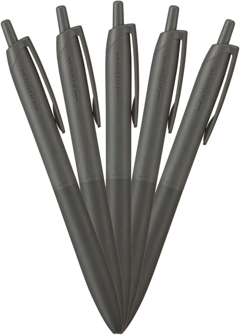 Mitsubishi Pencil HSXNSL075P.24 Permanent Ballpoint Pen Jet Stream Light Touch Ink 5 Pack 0.7 Off Black