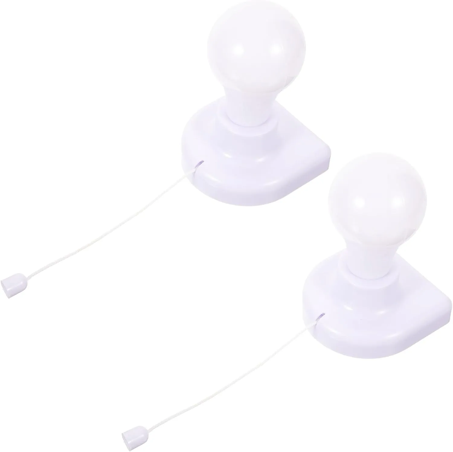 Mobestech 2pcs Stick Up Light Bulb Battery Powered Wireless Wardrobes Pull Cord Bulb Wall Mounted Cabinet Night Light
