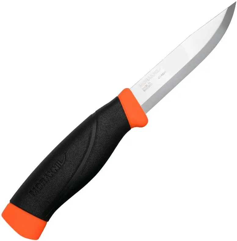 Morakniv Companion HeavyDuty (C) Fixed Blade Outdoor Survival Hunting Knife Carbon Steel Blade with Sheath (Hi-Vis Orange)