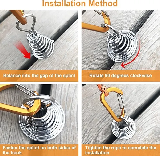 Morobor Deck Anchor Pegs, 10pcs Windproof Aluminium Alloy Fish bone Tent Stakes with Spring Buckle Portable Wind Rope Anchor for Outdoor Camping