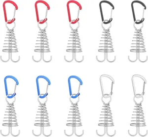 Morobor Deck Anchor Pegs, 10pcs Windproof Aluminium Alloy Fish bone Tent Stakes with Spring Buckle Portable Wind Rope Anchor for Outdoor Camping