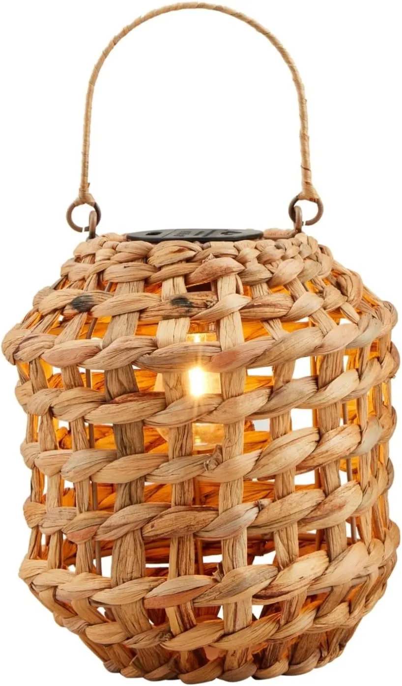 Mud Pie Small Mini Woven Battery Lantern; 8" X 7" Dia