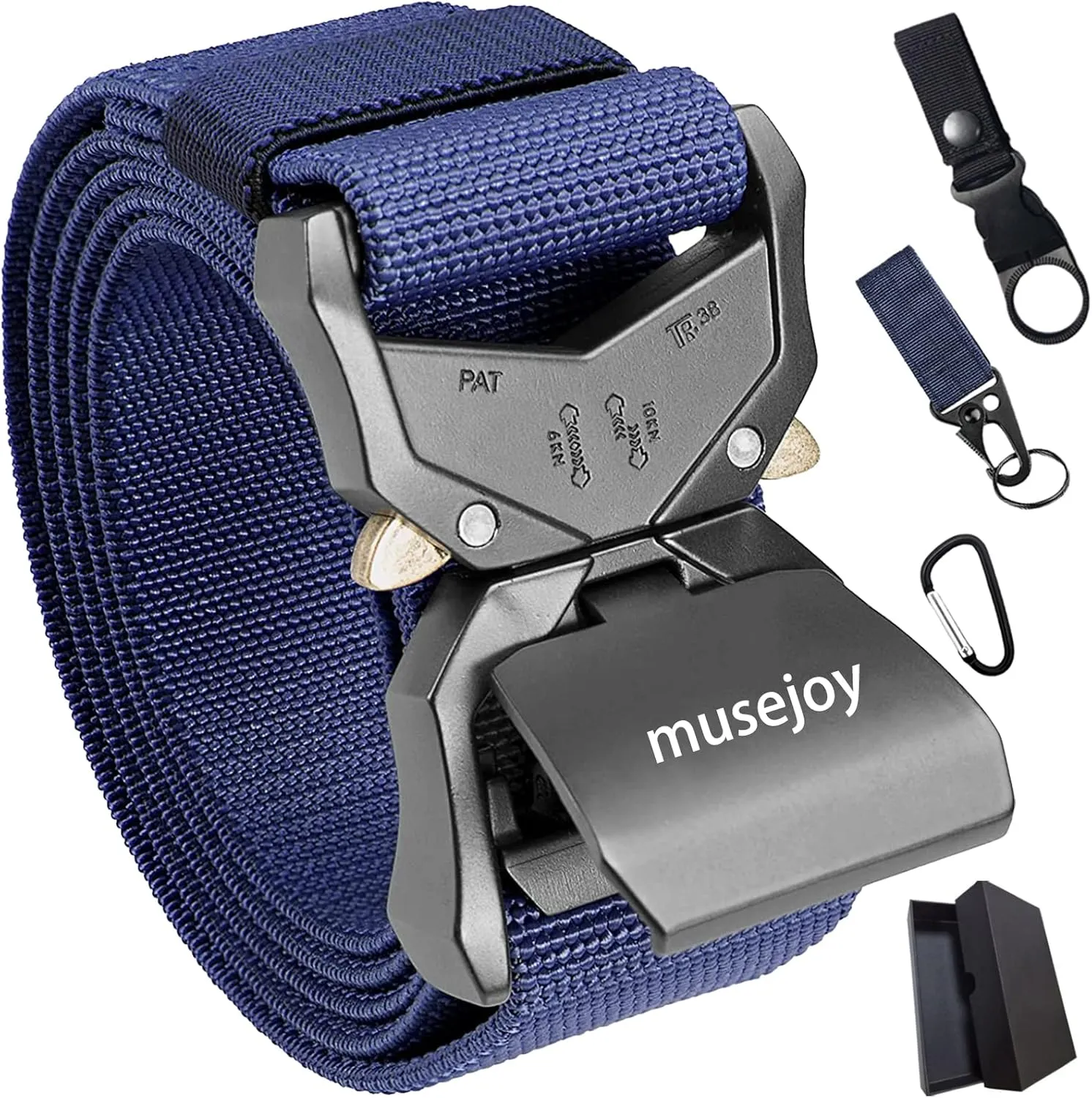 MUSEJOY Tactical Belts For Men, 1.5" Nylon Web Work Belt with Heavy Duty Quick Release Tactical Belt