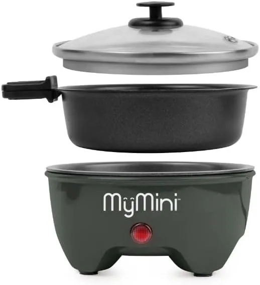 My~Mini 5-inch Noodle Cooker & Skillet Electric Hot Pot, Compact Non~Stick Appliance for Ramen, Pasta, Stir Fry, Eggs, Pancakes, Dorms, RVs, Portable with Cool-Touch Handle & Preheat Indicator