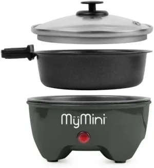 My~Mini 5-inch Noodle Cooker & Skillet Electric Hot Pot, Compact Non~Stick Appliance for Ramen, Pasta, Stir Fry, Eggs, Pancakes, Dorms, RVs, Portable with Cool-Touch Handle & Preheat Indicator