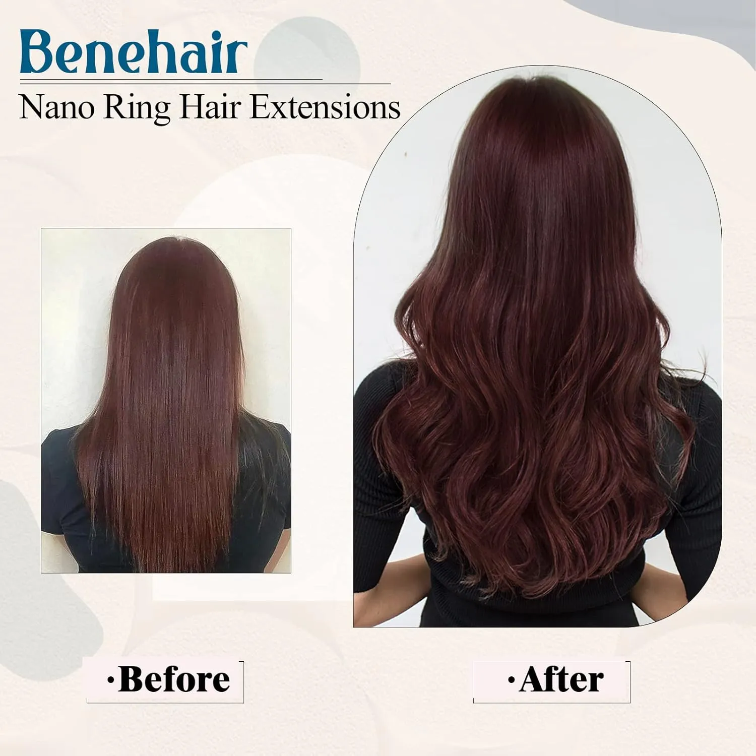 Nano Ring Human Hair Extensions Pre Bonded Keratin Fusion Stick Tip Iron Loop Link 50 strands 50g Straight Micro Bead Remy Hairpiece for Women Highlighted 16inch Wine Red #99J