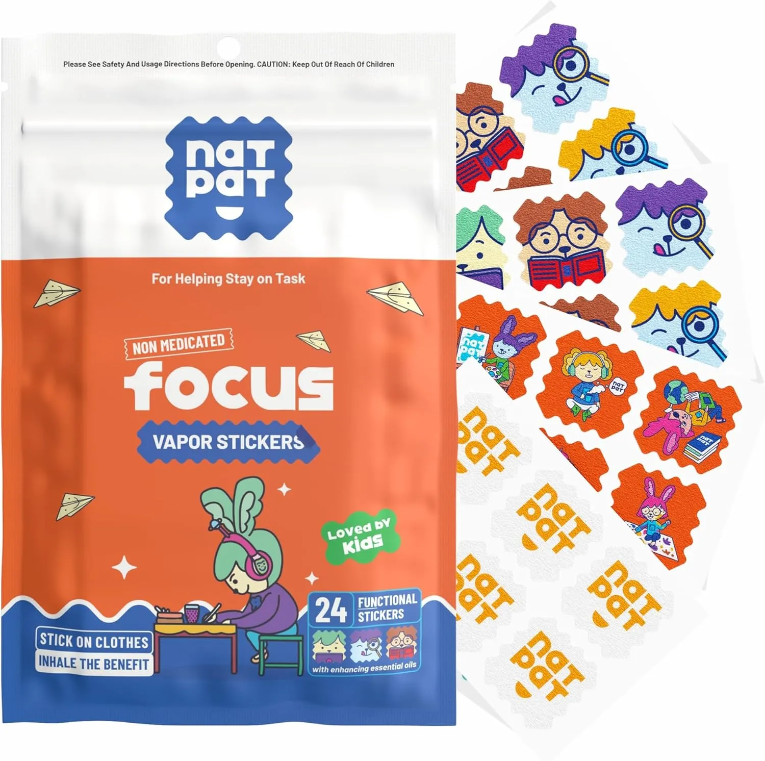 NATPAT Focus Patch Focus Enhancing Stickers for Kids and Adults - Healthy Brain Supports for Attention, Focus, and Concentration - Chemical and Drug Free - 24 Count - BuzzPatch Natural Patch