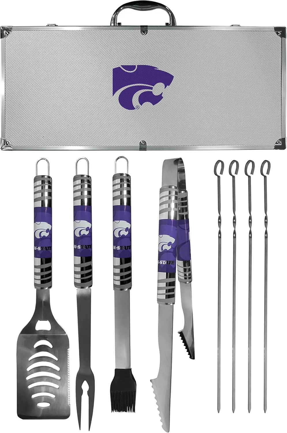 NCAA Siskiyou Sports Fan Shop Kansas State Wildcats Steel Tailgater BBQ Set w/Case 8 piece Gray