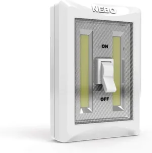 NEBO FlipIt 400 Light Switch | 400 Lumens, 20 Hour Run Time, Stick-On LED Wall Light, Cordless Lighting Ideal for Closets, Cabinets, Attics & Garages, Includes 3 AAA Batteries — 2 Pack