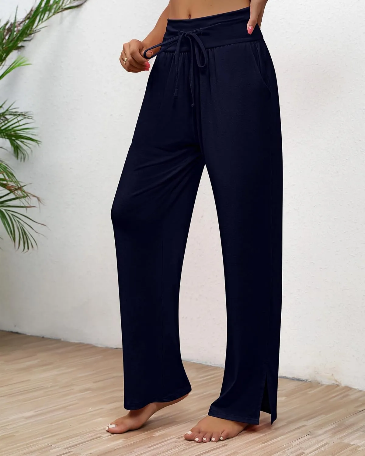 Neer 3 Pack Women's Lounge Pants Wide Leg Yoga Sweatpants with Pockets High Waisted Drawstring Lounge Loose Workout Jogger