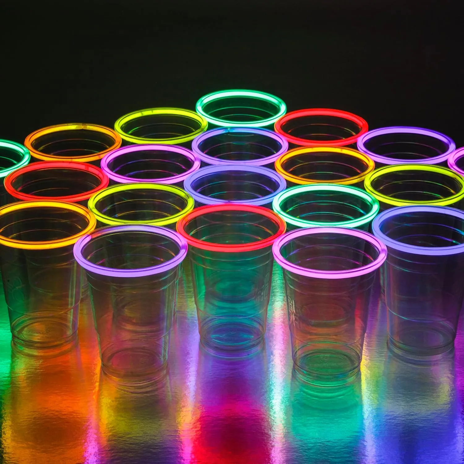 NEON GLOWING PARTY CUPS 16 oz LED Blacklight Multi Color Light Up Cups Blacklight Party Glow Sticks Glow Party Glow In The Dark Party Decorations Party Supplies