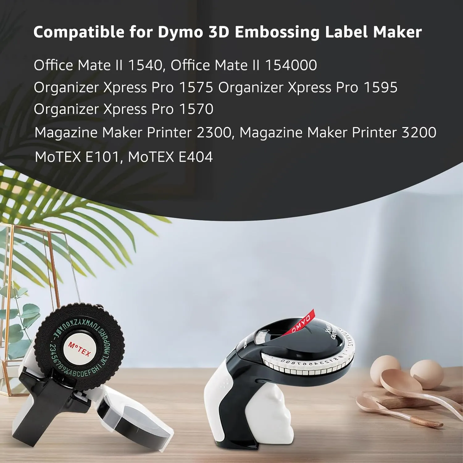 NineLeaf 5 Pack Replacement Embossing Label Tape Compatible for DYMO Embossing Xpress MoTEX Label Maker, 3D 12mm Plastic Labels Self-Adhesive White on Red/Green/Blue/Yellow/Black 1/2 Inch x 9.8 Feet