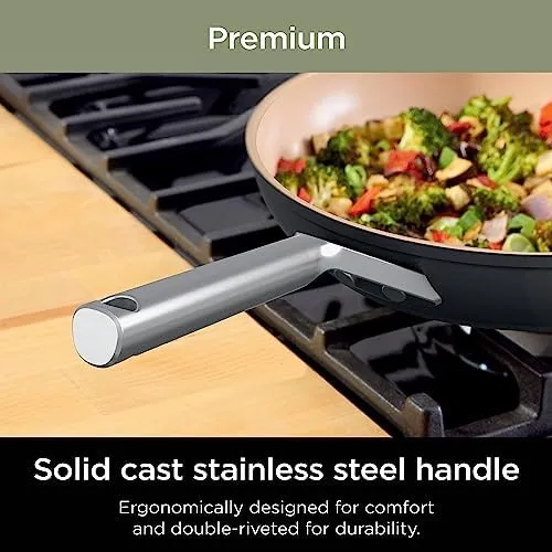 Ninja Pots and Pans Set Non Stick | Extended Life Premium Ceramic Cookware Set | 9-Piece Nonstick | PTFE Free | Oven Safe to 550°F | Induction Compatible | Frying Pan x3 | Cooking Pot x3 | CW99009