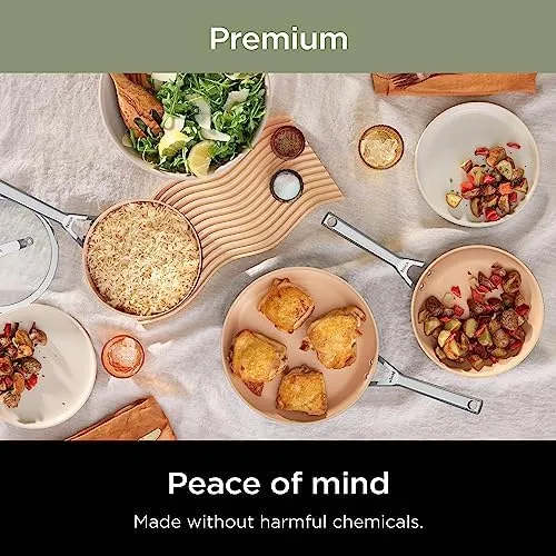 Ninja Pots and Pans Set Non Stick | Extended Life Premium Ceramic Cookware Set | 9-Piece Nonstick | PTFE Free | Oven Safe to 550°F | Induction Compatible | Frying Pan x3 | Cooking Pot x3 | CW99009