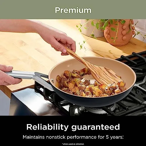 Ninja Pots and Pans Set Non Stick | Extended Life Premium Ceramic Cookware Set | 9-Piece Nonstick | PTFE Free | Oven Safe to 550°F | Induction Compatible | Frying Pan x3 | Cooking Pot x3 | CW99009