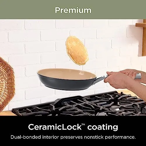 Ninja Pots and Pans Set Non Stick | Extended Life Premium Ceramic Cookware Set | 9-Piece Nonstick | PTFE Free | Oven Safe to 550°F | Induction Compatible | Frying Pan x3 | Cooking Pot x3 | CW99009