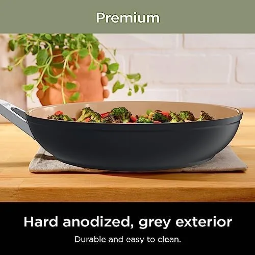 Ninja Pots and Pans Set Non Stick | Extended Life Premium Ceramic Cookware Set | 9-Piece Nonstick | PTFE Free | Oven Safe to 550°F | Induction Compatible | Frying Pan x3 | Cooking Pot x3 | CW99009